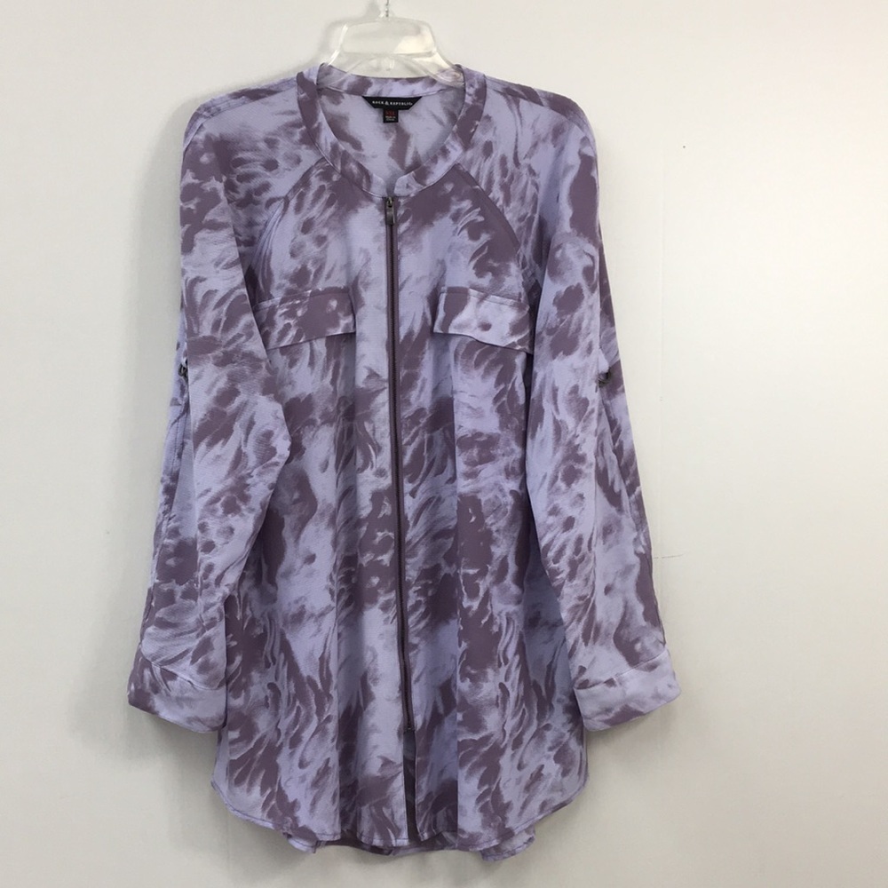 Rock and Republican Purple Marble Zipper Front Blouse Size XXL EXCELLENT